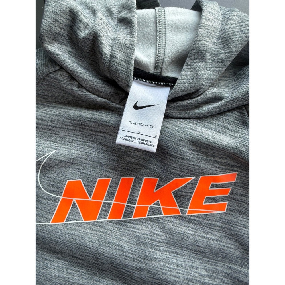 Nike Boys Therma-FIT Hoodie & Joggers Bundle Grey Orange Size Large 3 Piece Set - Picture 5 of 5